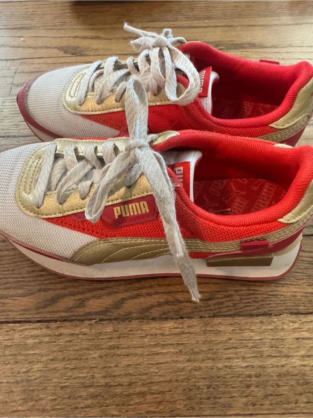 Puma Kids Red & Gold Low-Top Sneakers